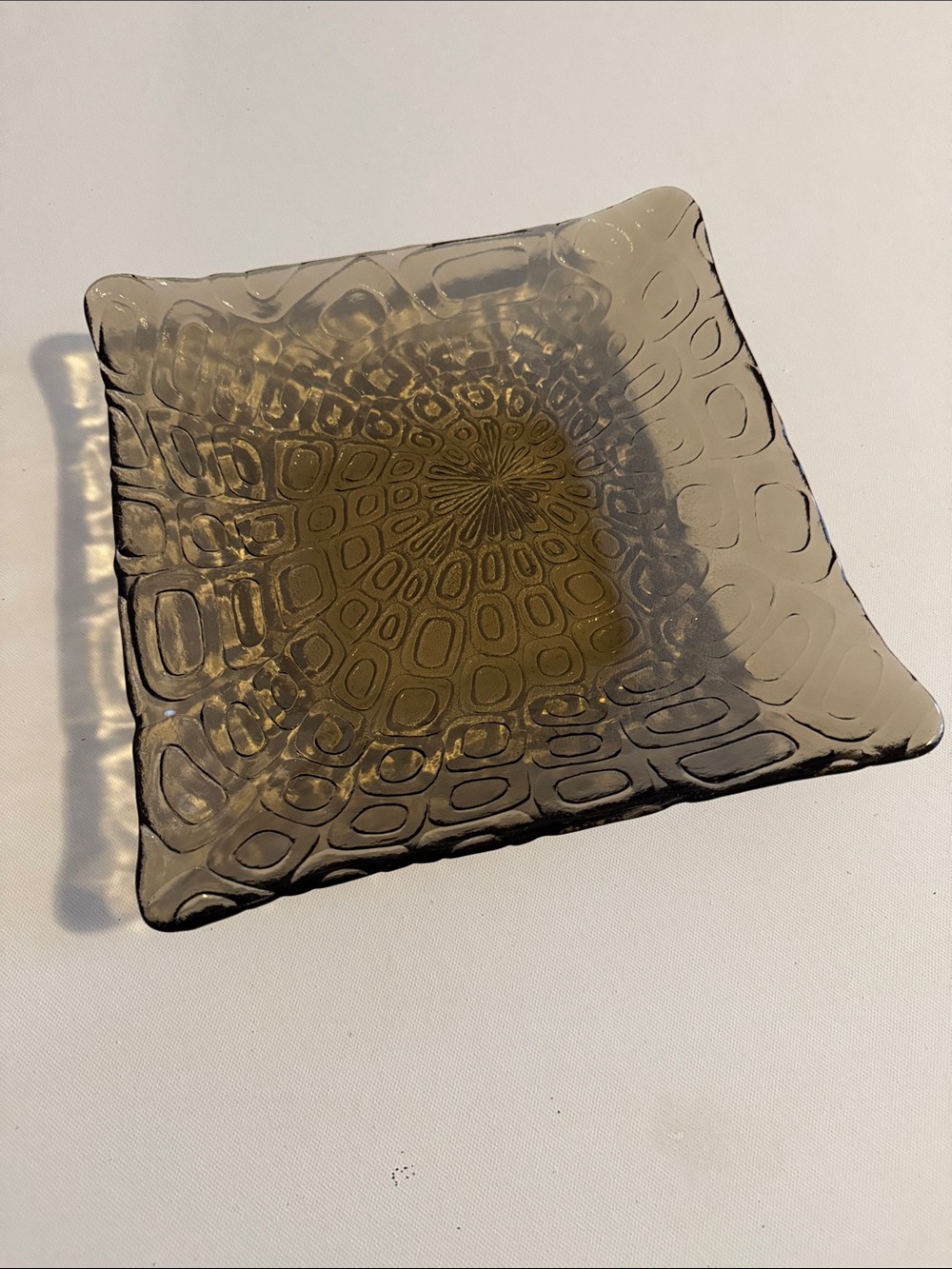 Amber Textured Square Glass Bowl - Home Art